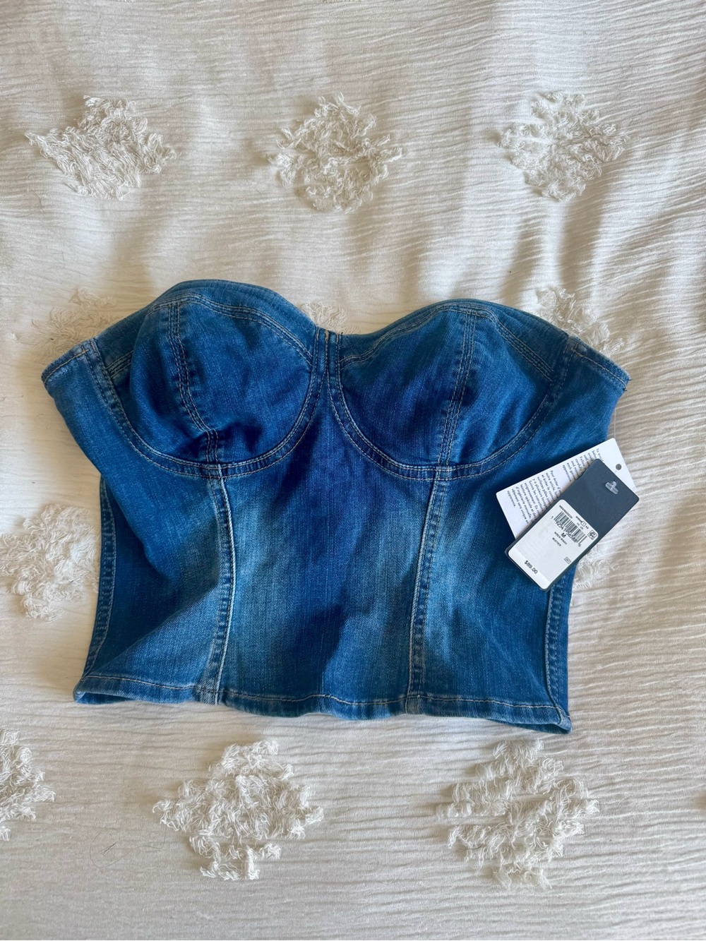 NWT Guess Denim Bustier Sweetheart Strapless Top